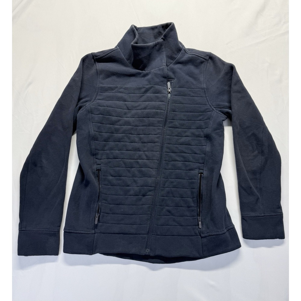 Lululemon Jacket Womans 4 Blue In Stride Asym Zip Mock Neck Thumbhole Sweatshirt